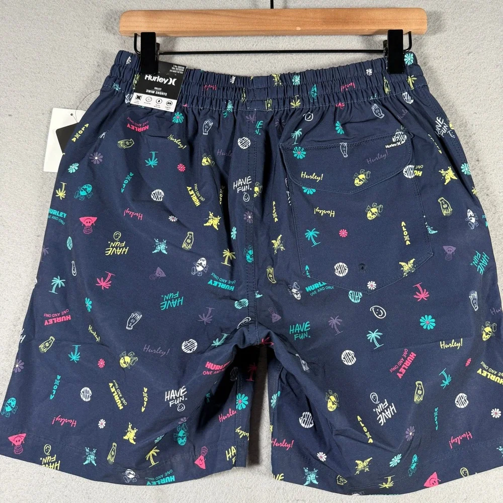 Hurley Mens‎ Have Fun Volley Swim Shorts Obsidian Navy AOP HFA22VMS-05194 Small